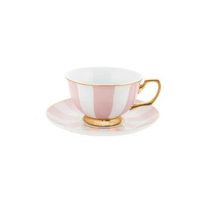 Teacup & Saucer STRIPES BLUSH