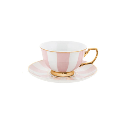 Teacup & Saucer STRIPES BLUSH