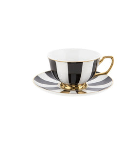 Teacup & Saucer STRIPES EBONY