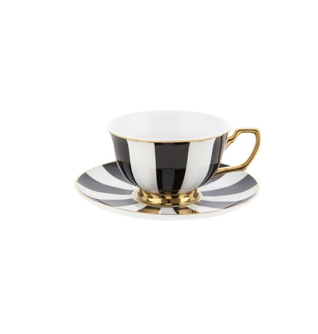 Teacup & Saucer STRIPES EBONY