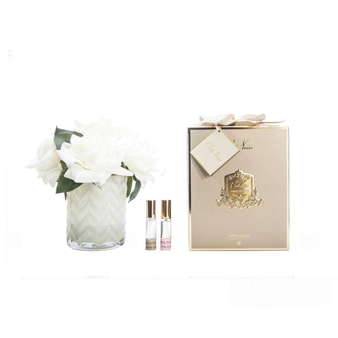 Herringbone Flower Cream - Champagne Roses