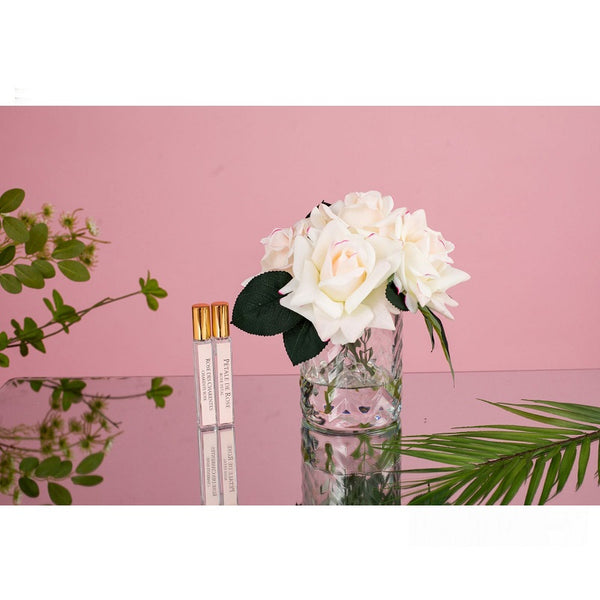 Herringbone Flower Clear - 5 French Roses - Pink Blush