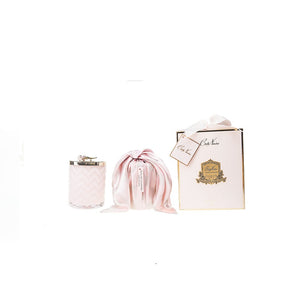 Herringbone Candle With Scarf - Pink Rose Lid - Pink