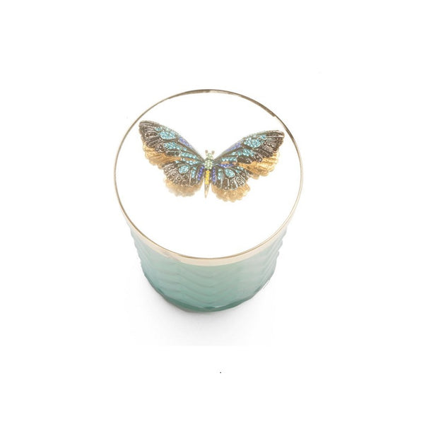 Herringbone Candle With Scarf - Butterfly Lid - Jade