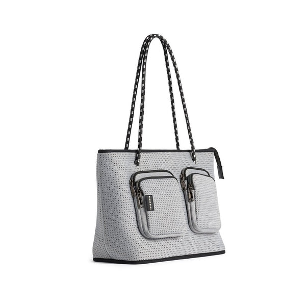 Neoprene Tote Bag | The Bec Bag Medium - Rebecca Judd x Prene (Light Grey Marle / Silver)