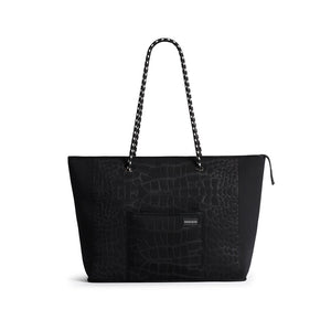 Neoprene Tote Bag | The Voyager Bag (Black Croc)