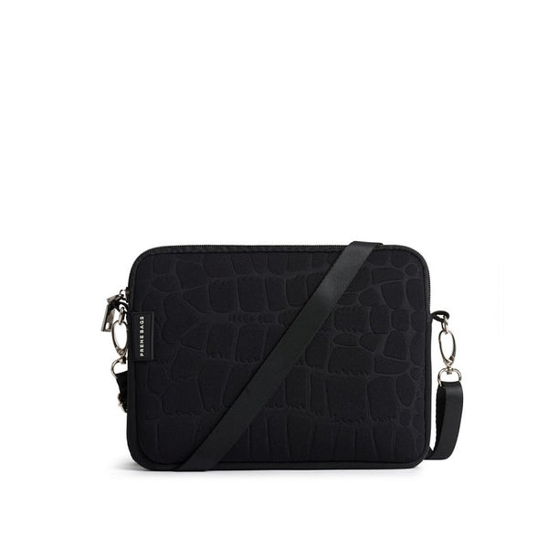 Neoprene Crossbody / Hand Bag | The Wild Pixie Bag (Black Croc)