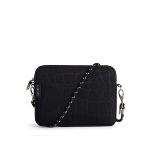 Neoprene Crossbody / Hand Bag | The Wild Pixie Bag (Black Croc)