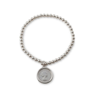 Stretchy Threepence Bracelet - Silver