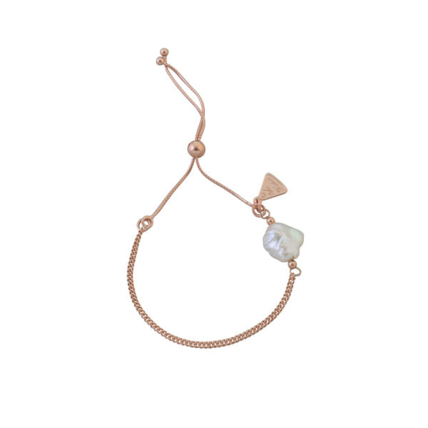 Adjustable Keshi Pearl Bracelet - Rose Gold