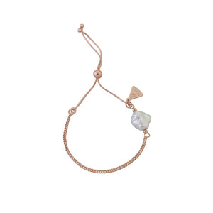 Adjustable Keshi Pearl Bracelet - Rose Gold