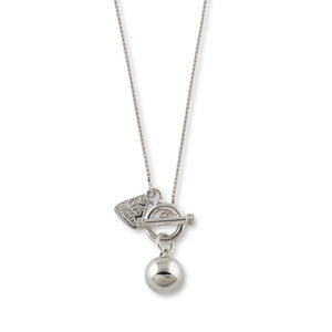 Box Chain Necklace With Ball - Silver