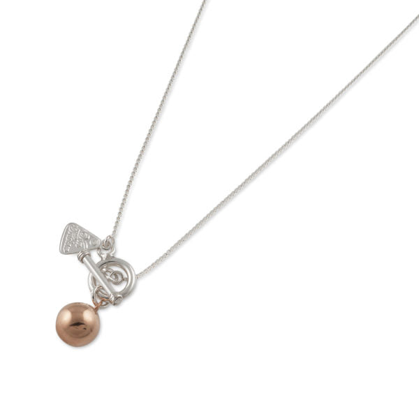 Box Chain Necklace With Ball - Rose Gold
