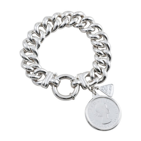 Medium Mama Bolt Bracelet With Florin - Silver
