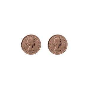 Threepence Studs Earrings - Rose Gold