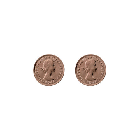 Threepence Studs Earrings - Rose Gold